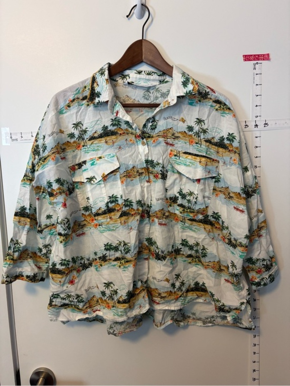 Zara cotton size L, Tropical Island Print Button-Up Shirt